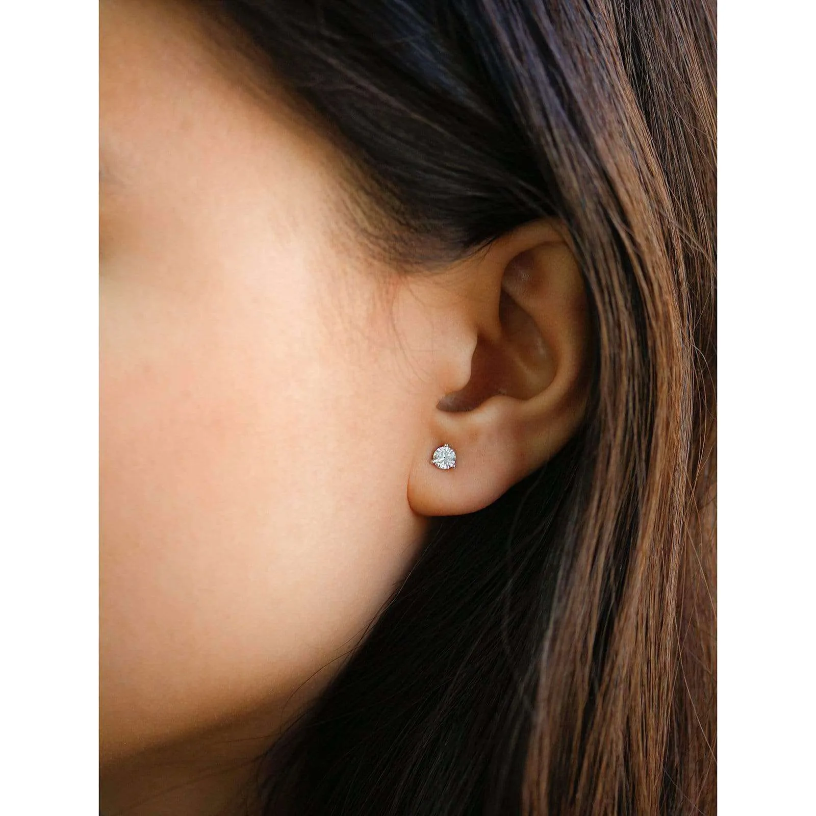 3-Prong Lab Diamond Studs (DEF, VS)