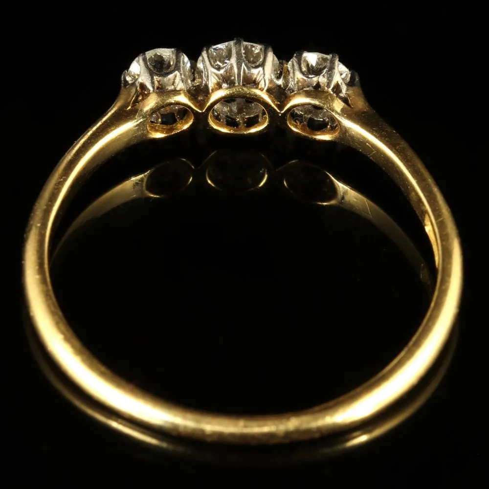 Antique Edwardian Diamond Trilogy Ring 18Ct Gold Circa 1910 Engagement Ring