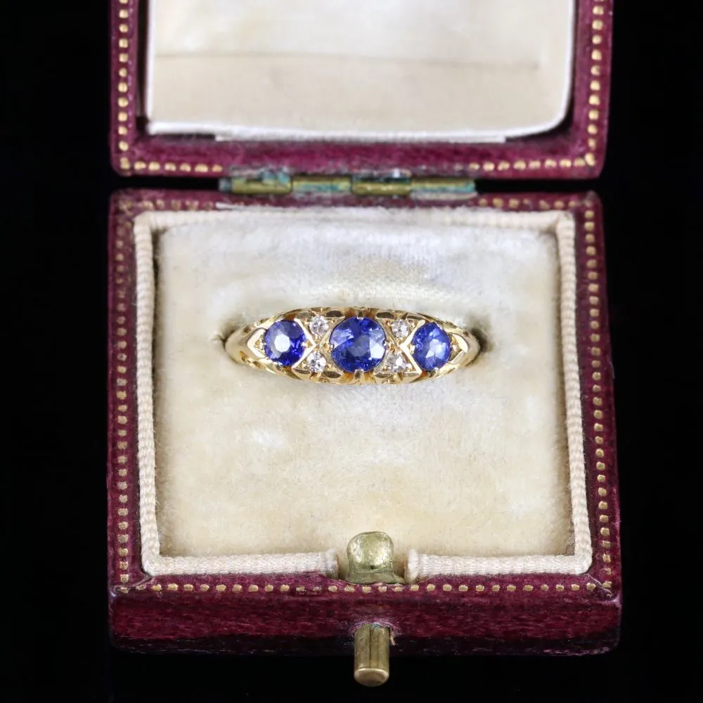 Antique Edwardian Sapphire Diamond Trilogy Ring Chester 1905