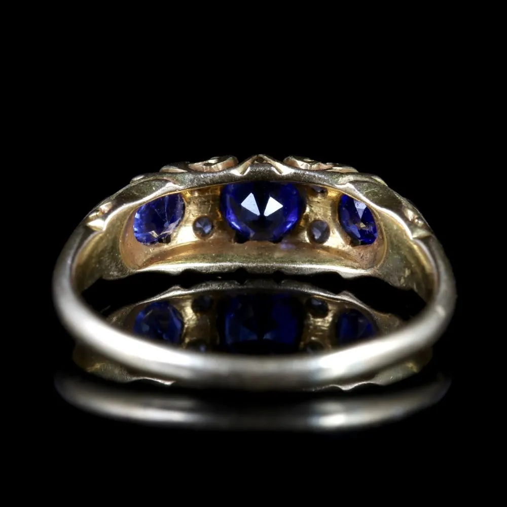 Antique Edwardian Sapphire Diamond Trilogy Ring Chester 1905