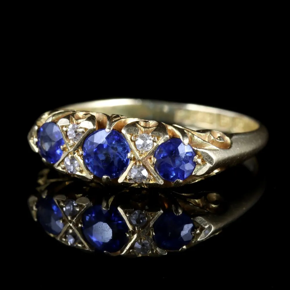 Antique Edwardian Sapphire Diamond Trilogy Ring Chester 1905