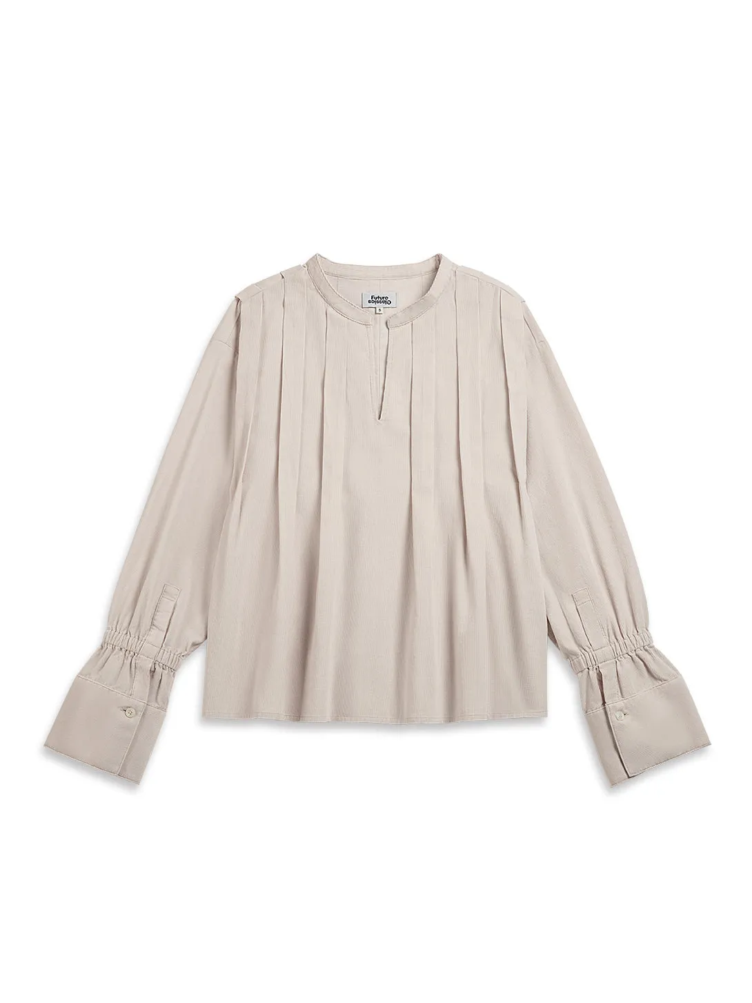 Band Collar Pleated Blouse