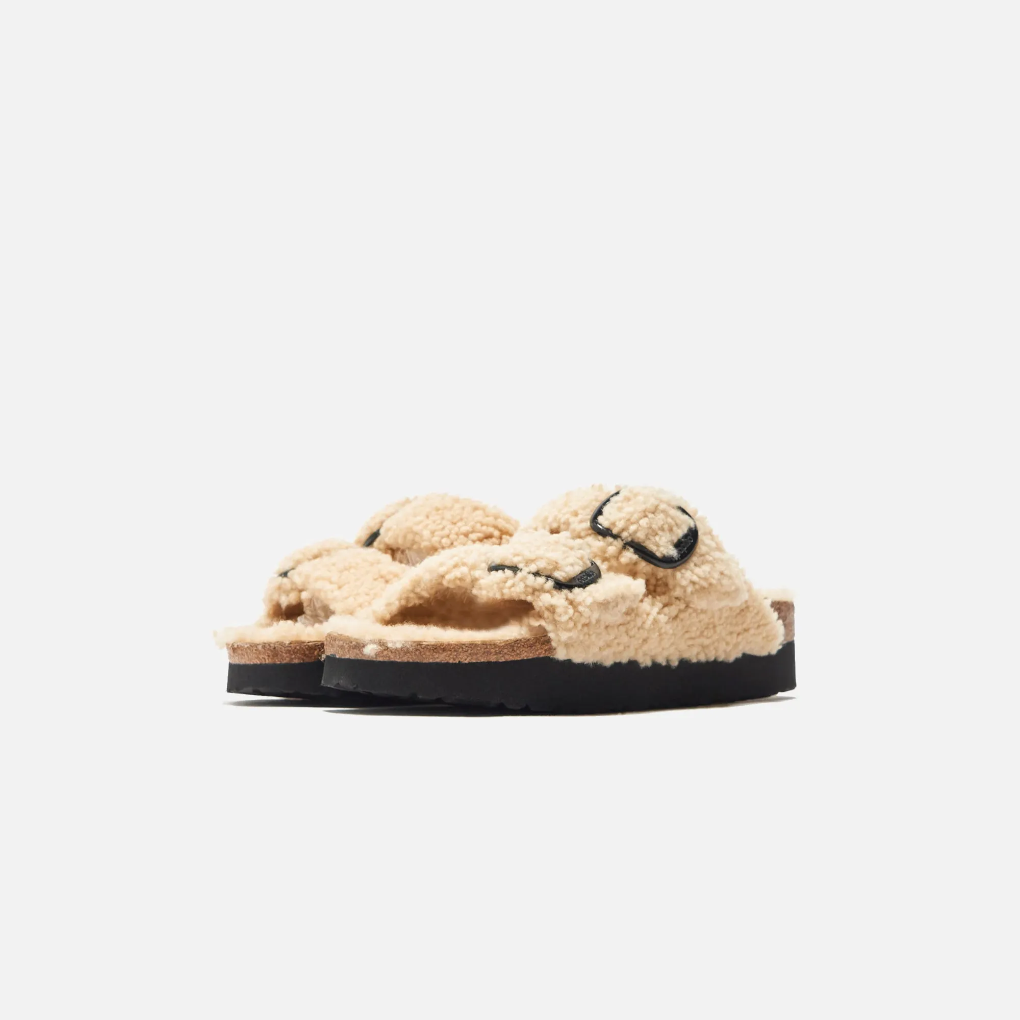 Birkenstock WMNS Arizona Big Buckle Platform Teddy - Eggshell