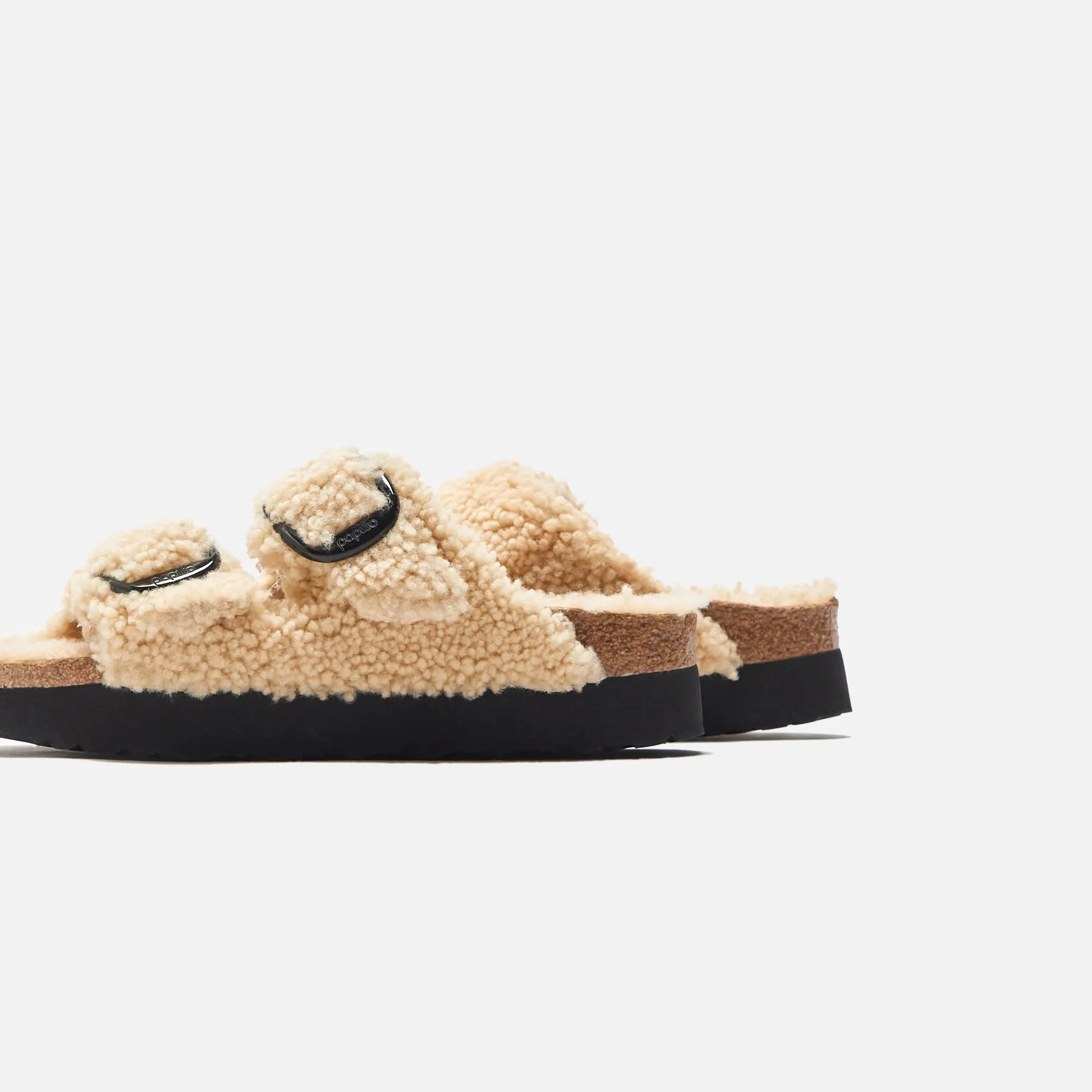 Birkenstock WMNS Arizona Big Buckle Platform Teddy - Eggshell