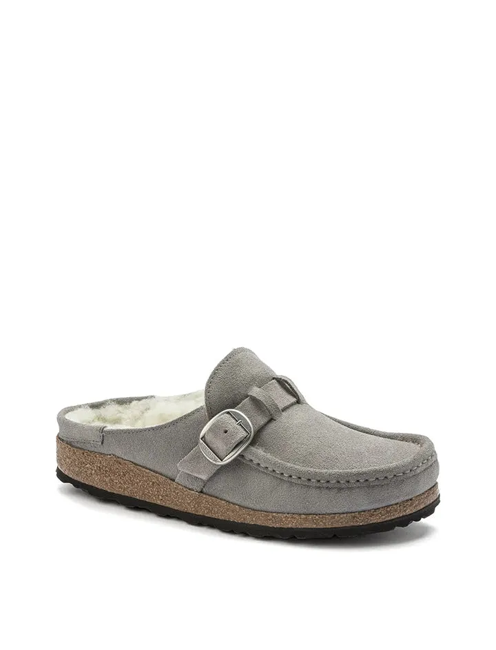 Birkenstock Womens Buckley Shearling LEVE Narrow Fit Stone Coin