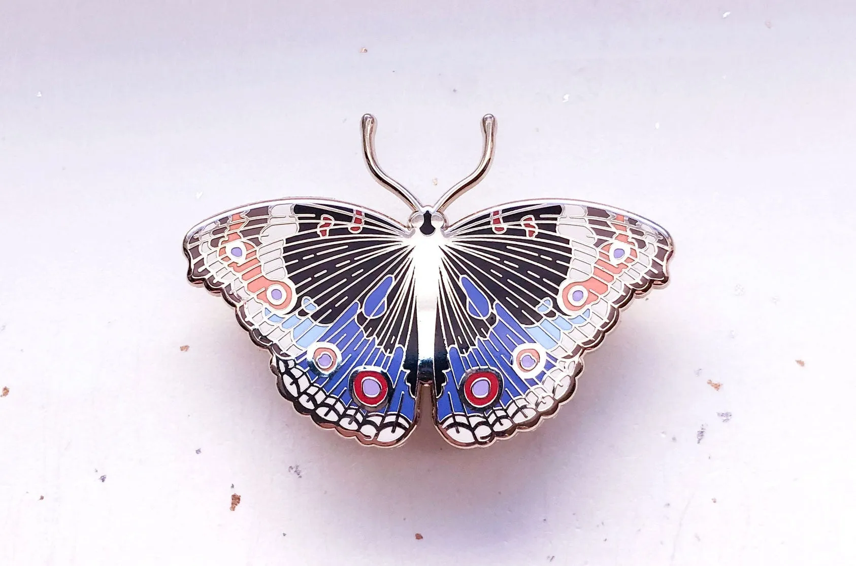 Blue Pansy Butterfly (Junonia Orithya) Enamel Pin