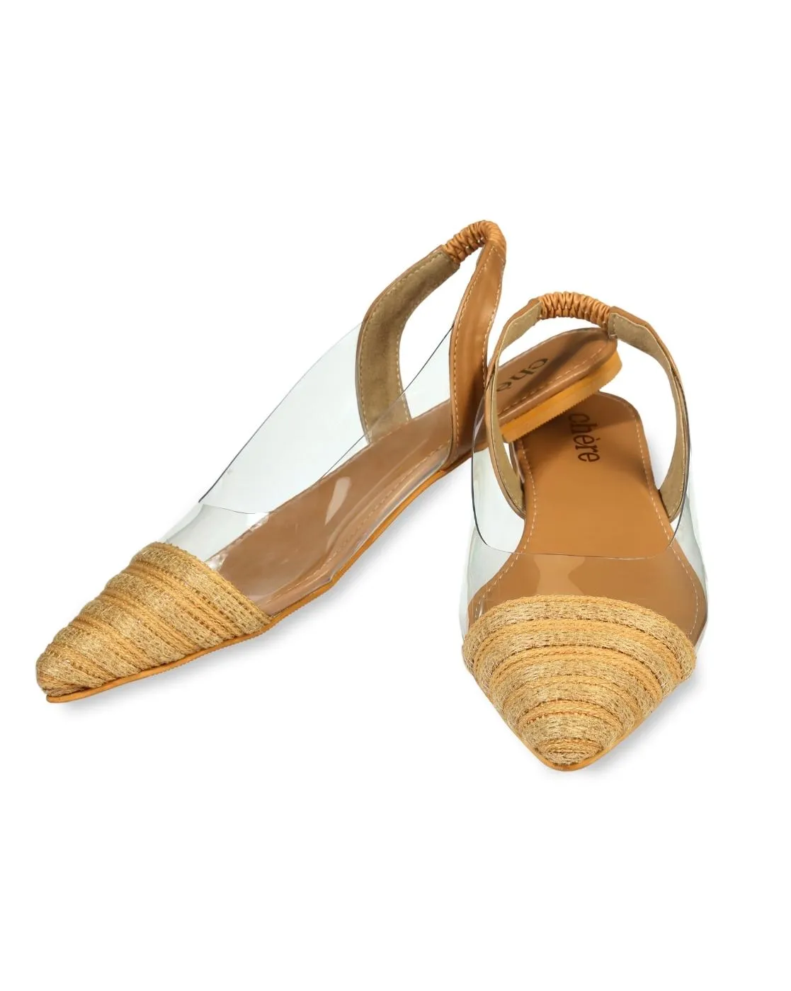 Brown Jute Ballerinas for Women