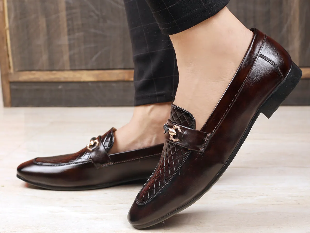 Bxxy's Vegan Leather Designer Buckle Loafers for Men