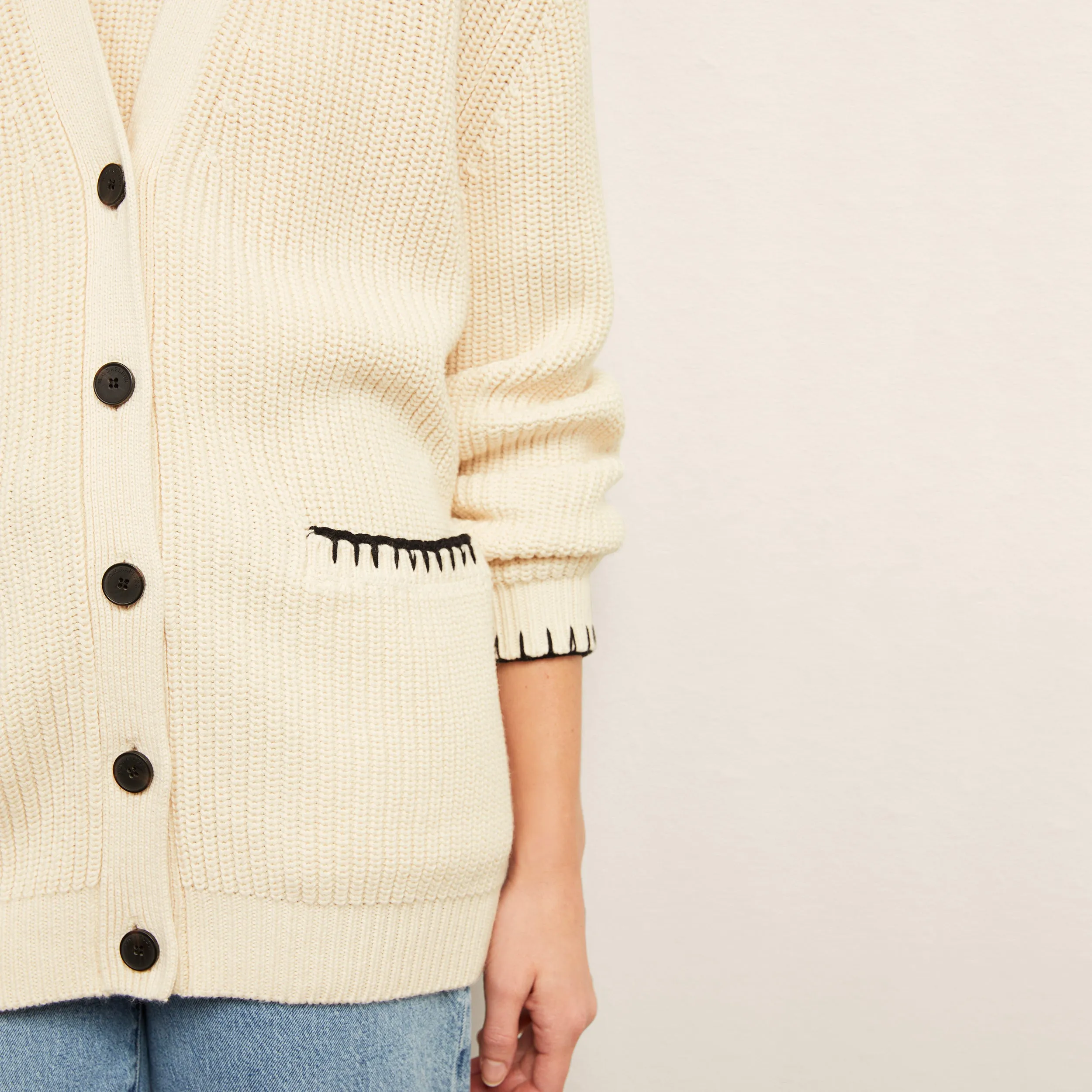 Cookie Cardigan - Contrast Knit :: Ivory/Black