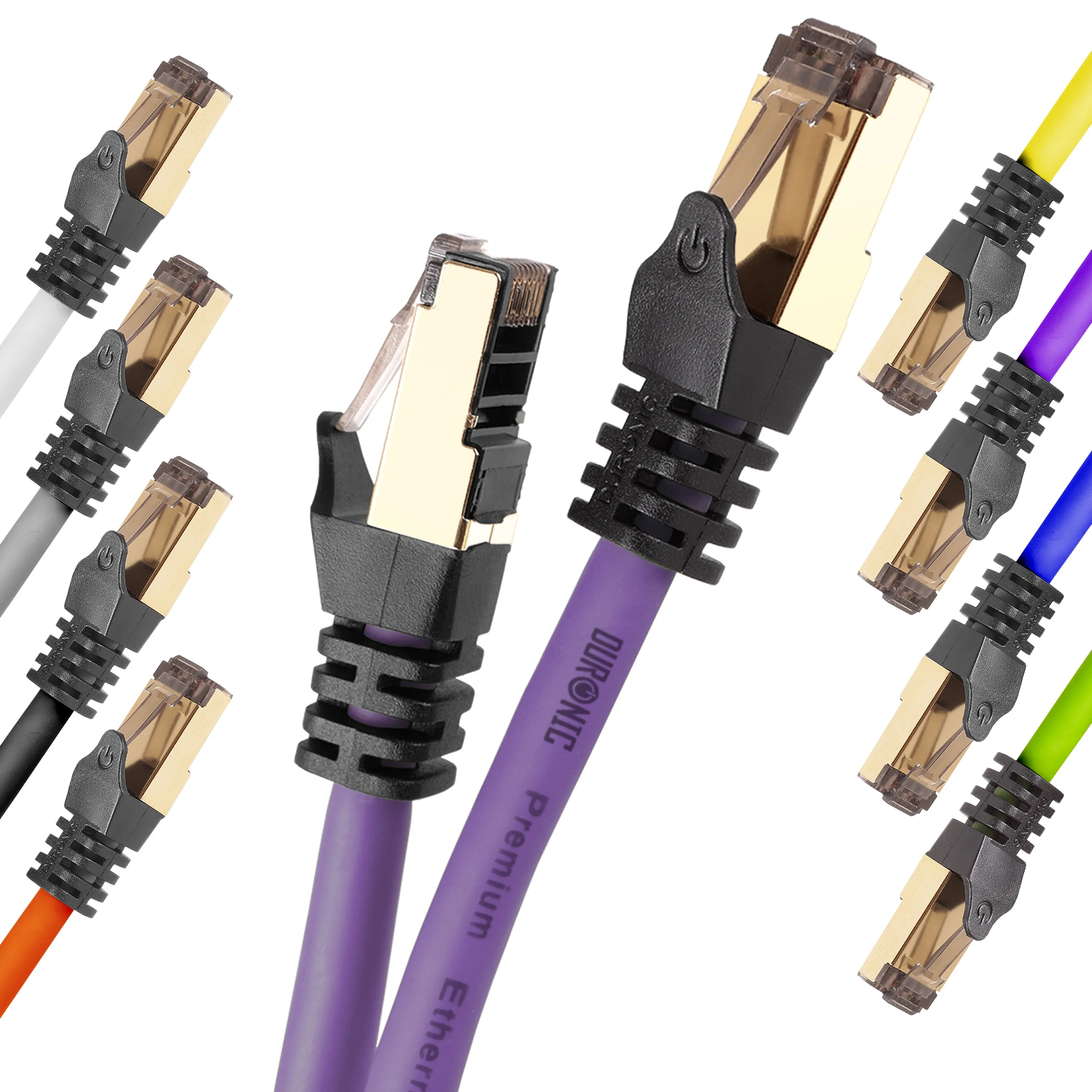 Duronic Ethernet Cable 1.5M High Speed CAT 8 Patch Network Shielded Lead 2GHz / 2000MHz / 40 Gigabit, CAT8 SFTP Wire, Snagless RJ45 Super-Fast Data - Purple