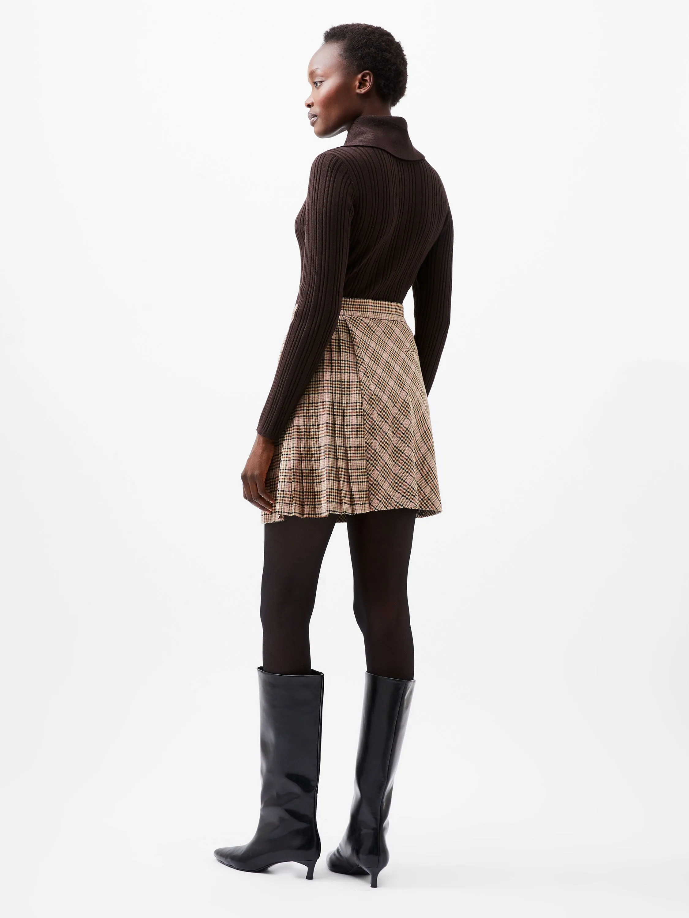 Gina Check Pleated Mini Skirt