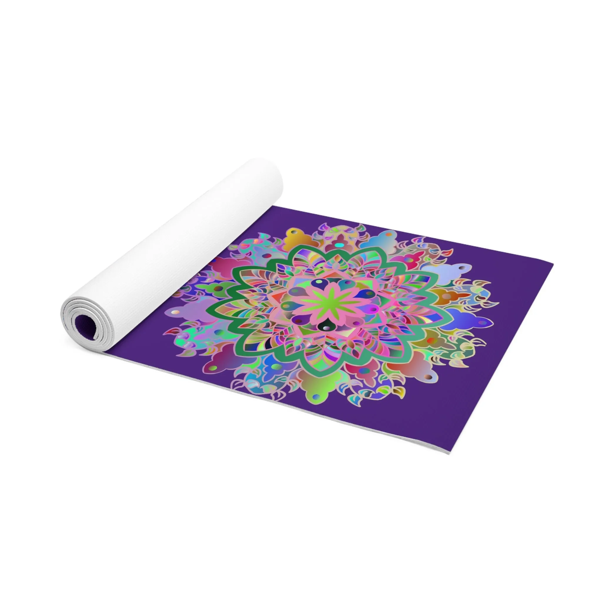 Hand-Drawn Purple Mandala Yoga Mat - 24"x72" (Mandala Design)