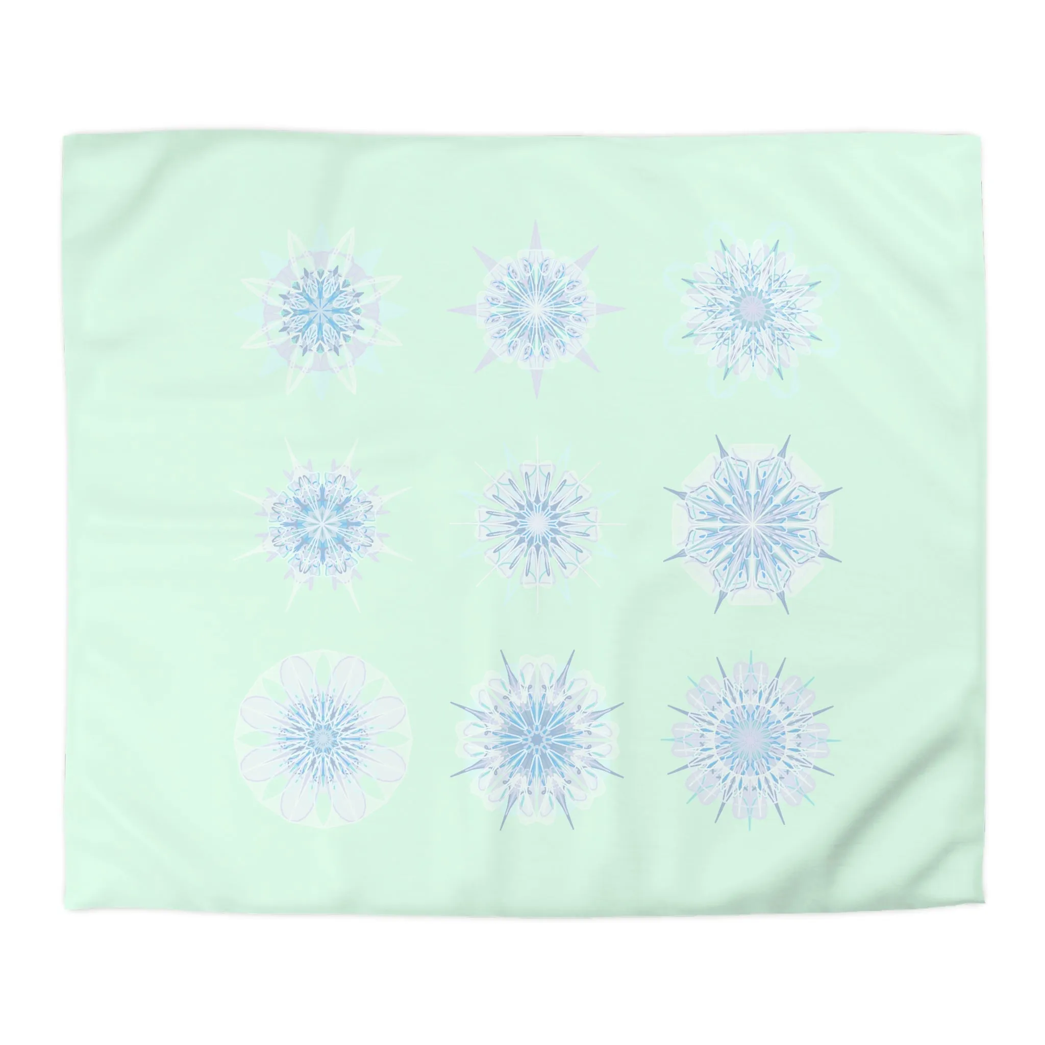 Handmade Mandala Design Microfiber Duvet Cover - Minty Fresh Background