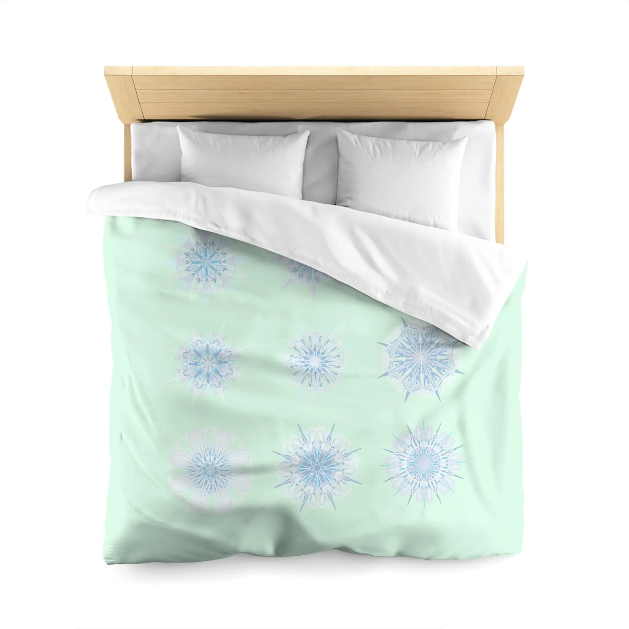 Handmade Mandala Design Microfiber Duvet Cover - Minty Fresh Background