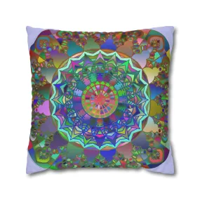 Handmade Mandala Design Square Pillowcase - Pale Lavender