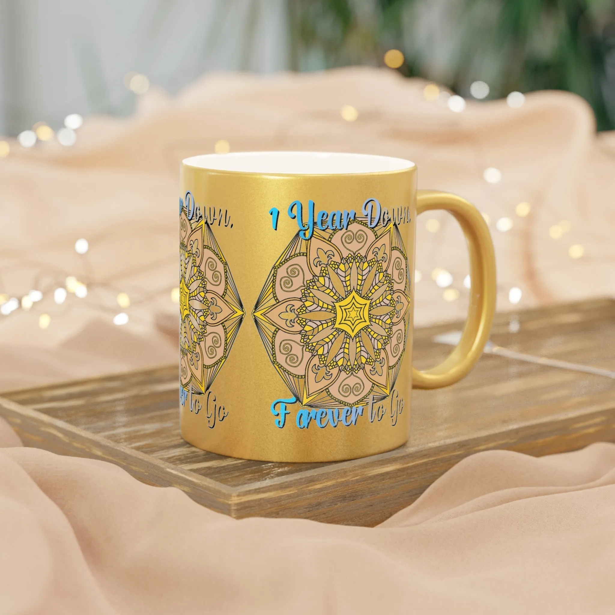 Handmade Mandala Metallic Mug - 1 Year Anniversary Gift