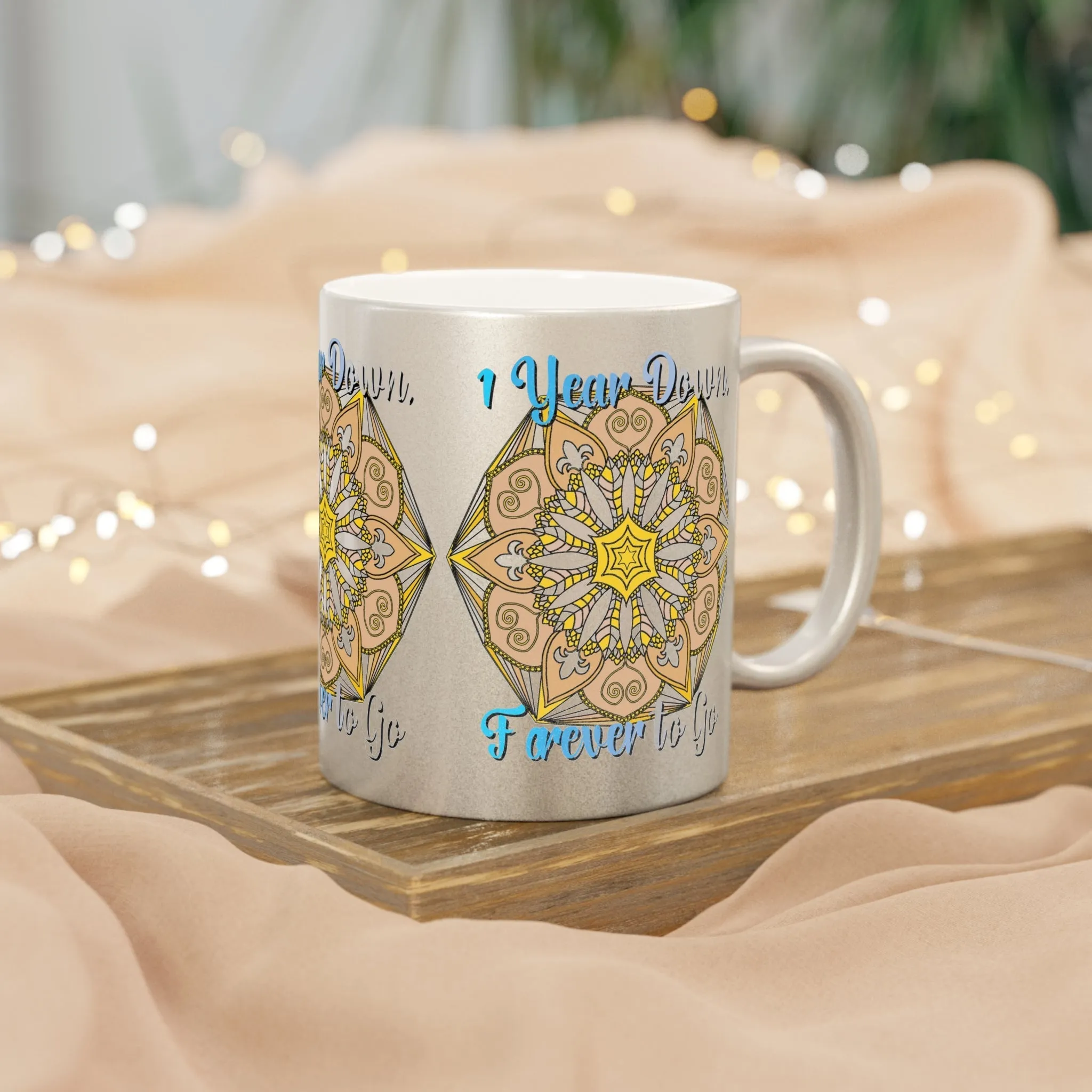 Handmade Mandala Metallic Mug - 1 Year Anniversary Gift