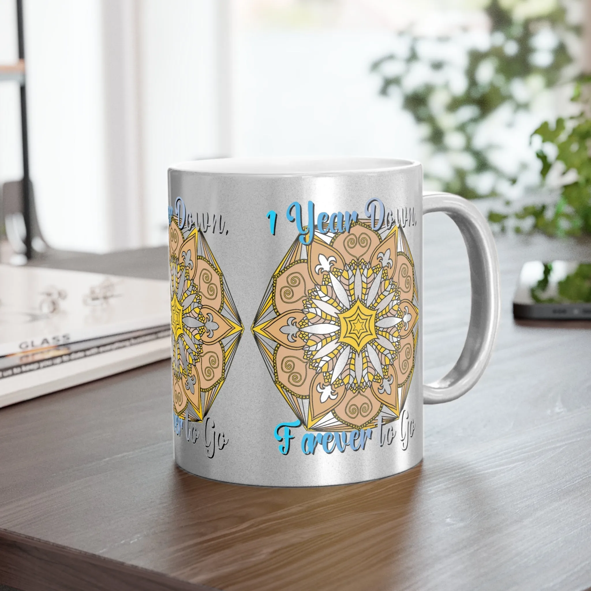 Handmade Mandala Metallic Mug - 1 Year Anniversary Gift