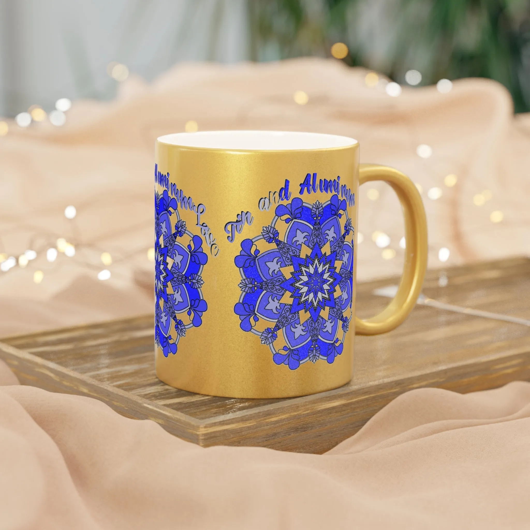 Handmade Mandala Metallic Mug - Gold & Silver Design