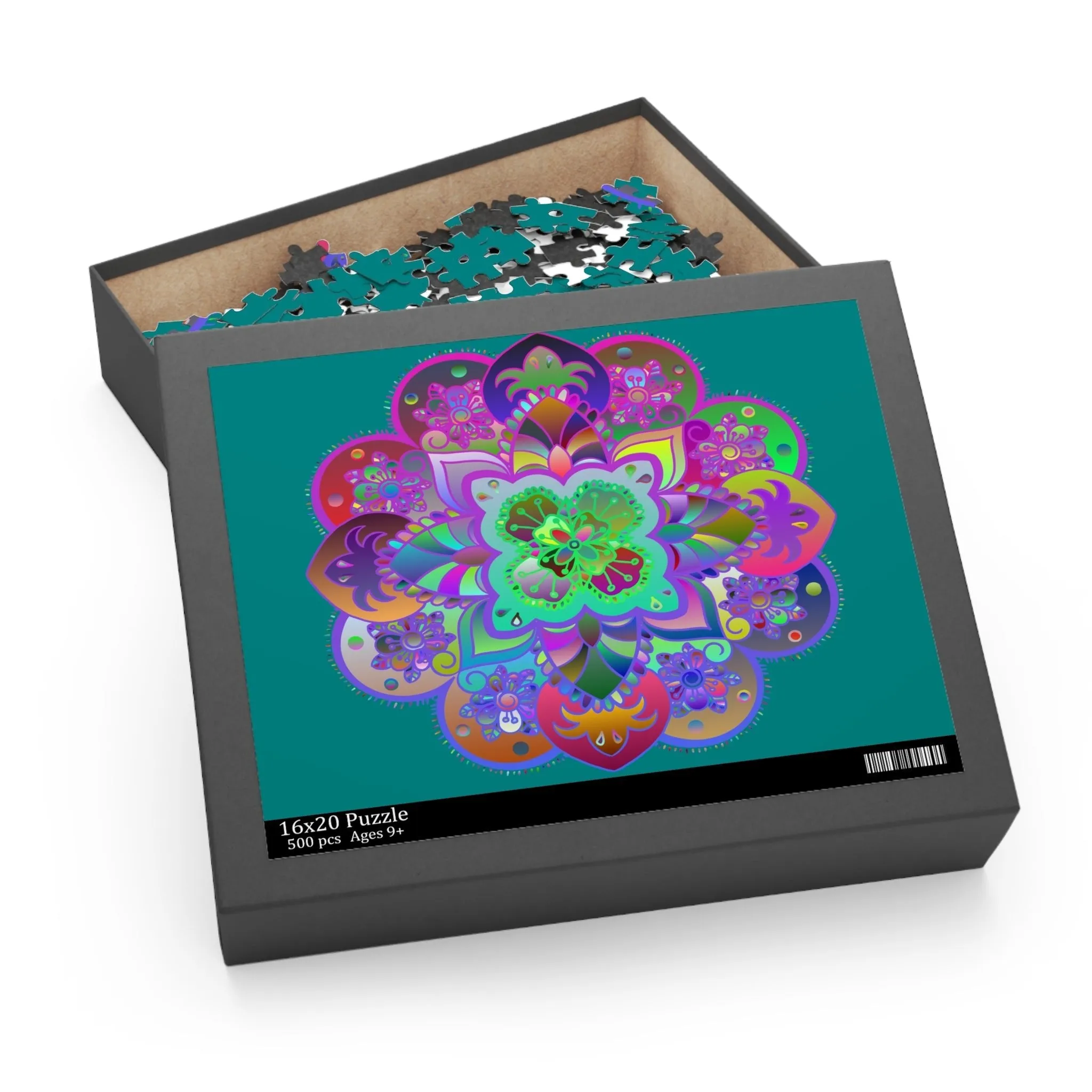 Handmade Mandala Puzzle on Petroleum Green - 2 Sizes