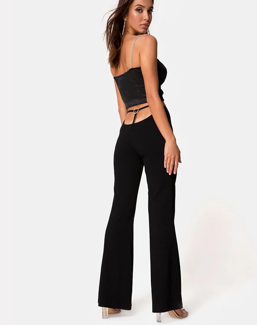 Hearty Flare Trouser in Black Spandex