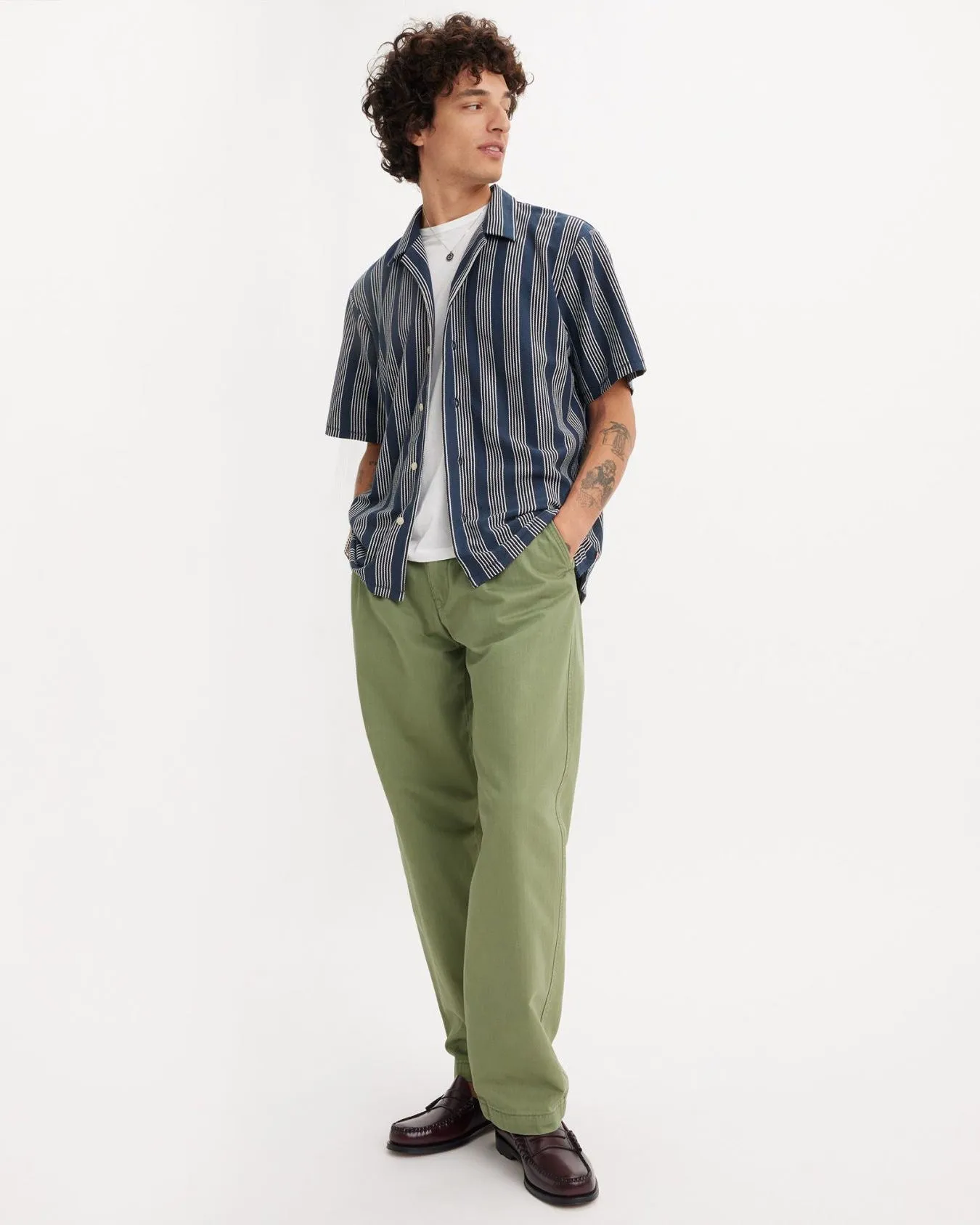 Levi's XX Chino Loose Straight Mens Pleated Herringbone Pants - Four Leaf Clover