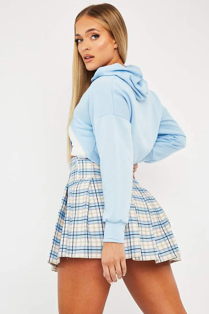 Light Blue Check Tennis Mini Skirt - Ibbie