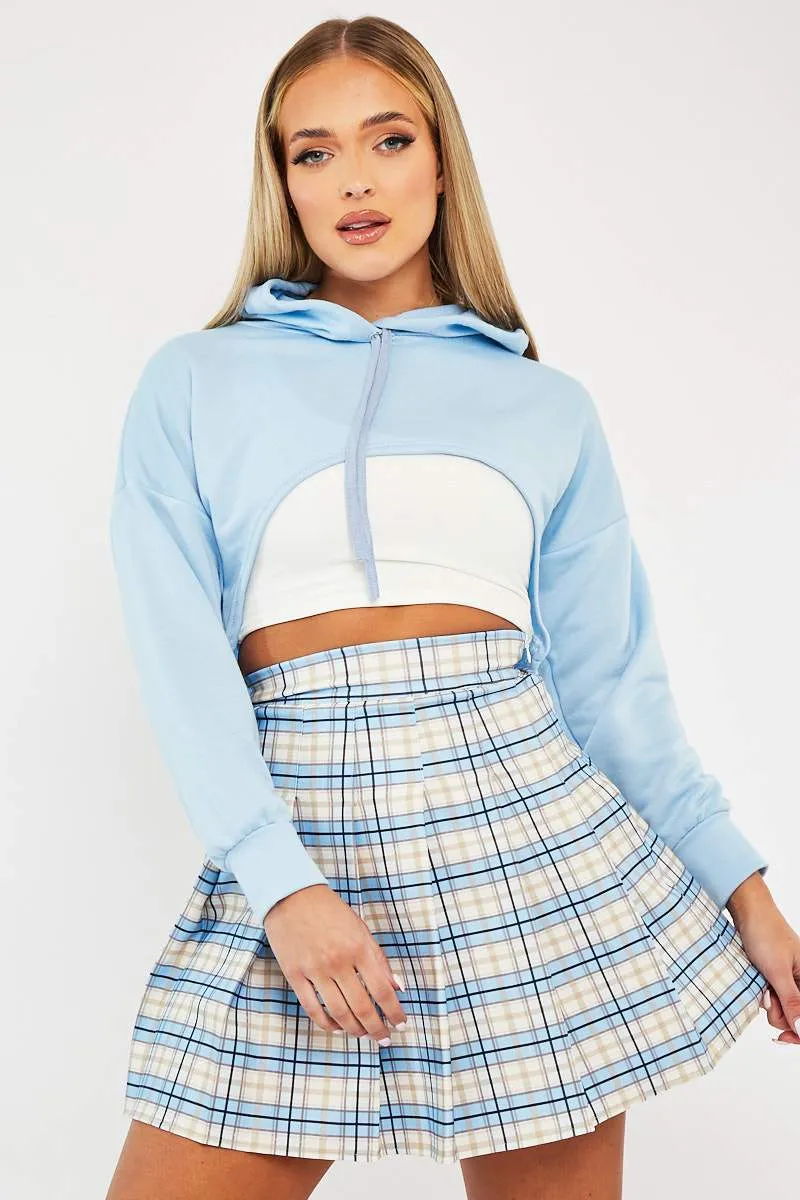 Light Blue Check Tennis Mini Skirt - Ibbie