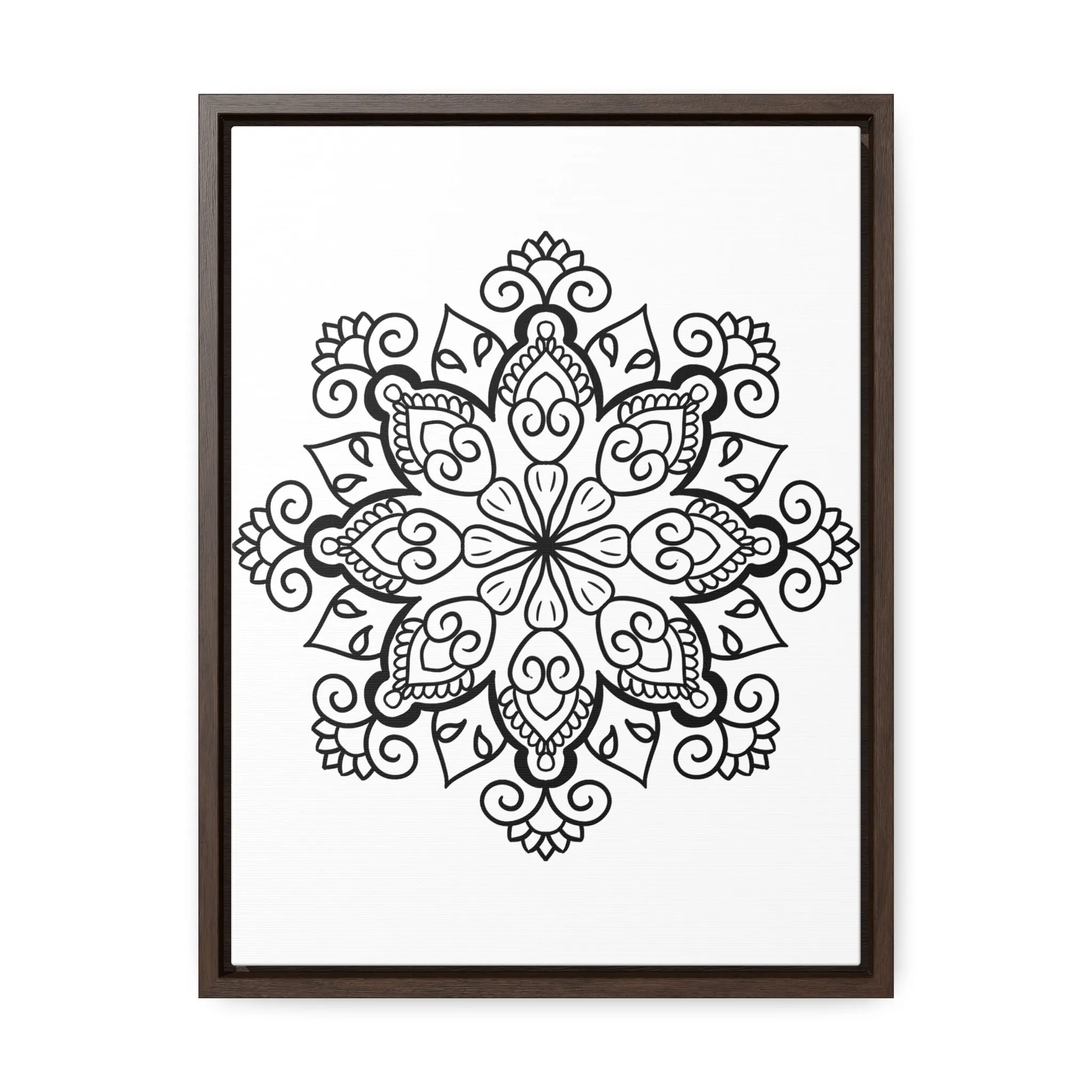 Mandala Handmade Art: Black & White Canvas Wraps - Vertical Frame