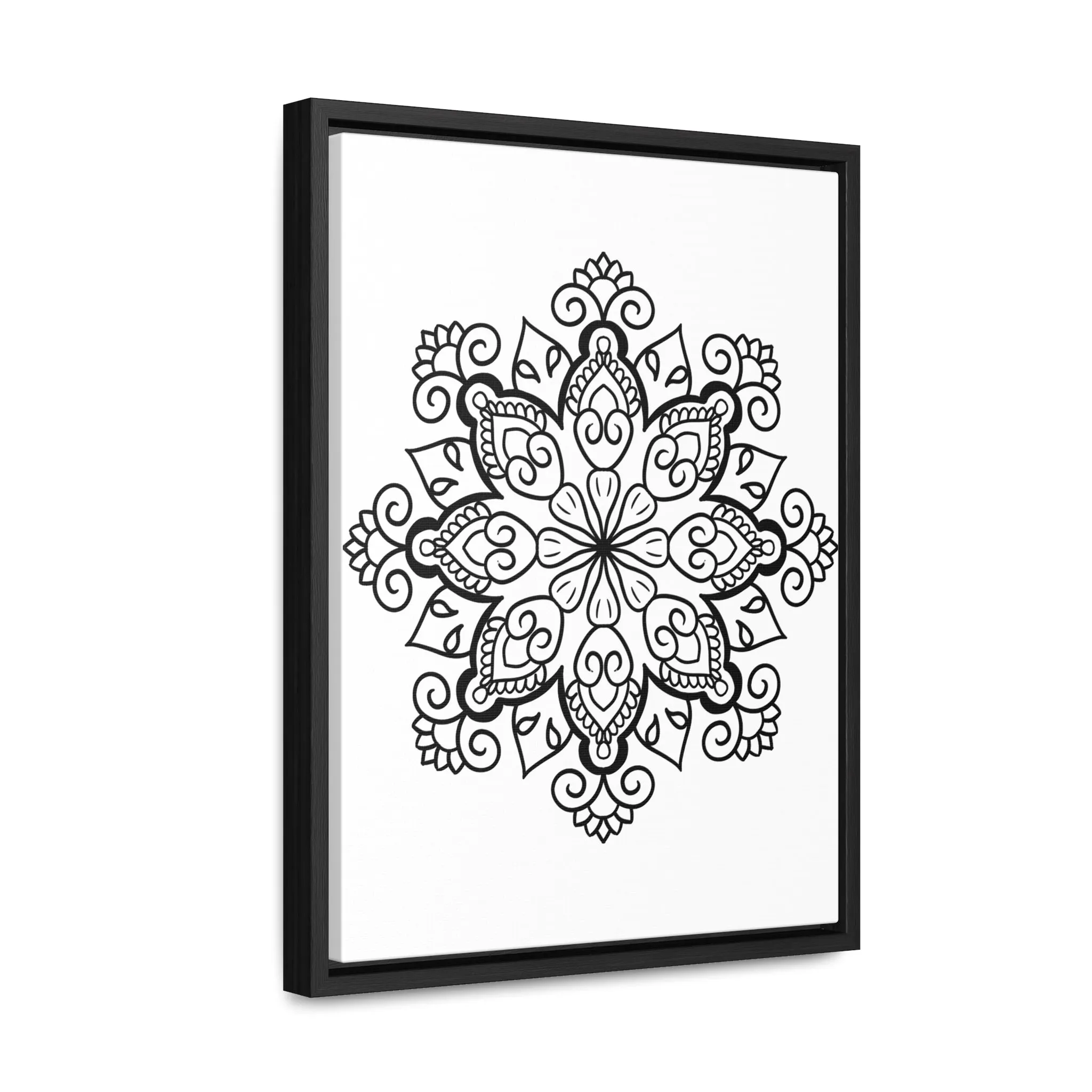 Mandala Handmade Art: Black & White Canvas Wraps - Vertical Frame