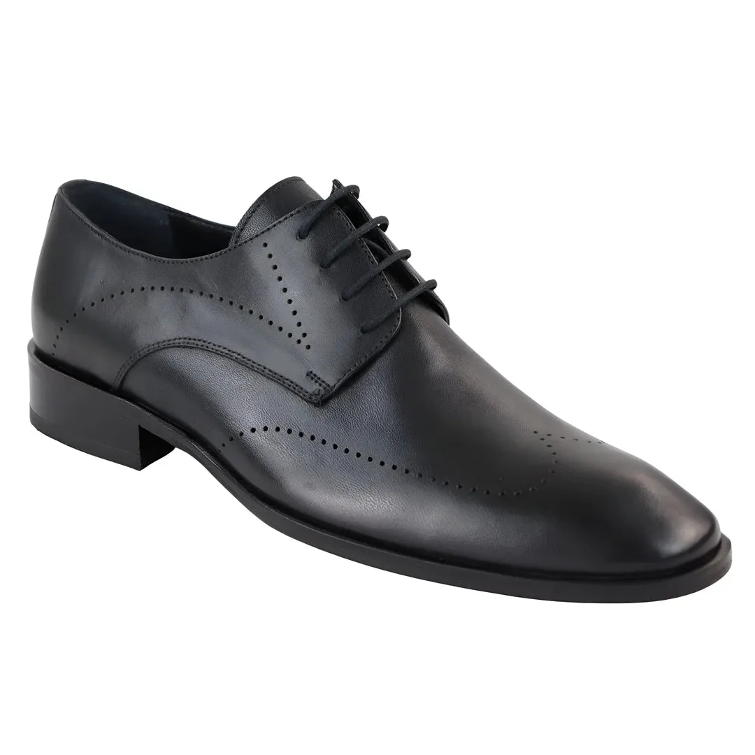 Men's Matt Leather Derby Shoes Dotted Line