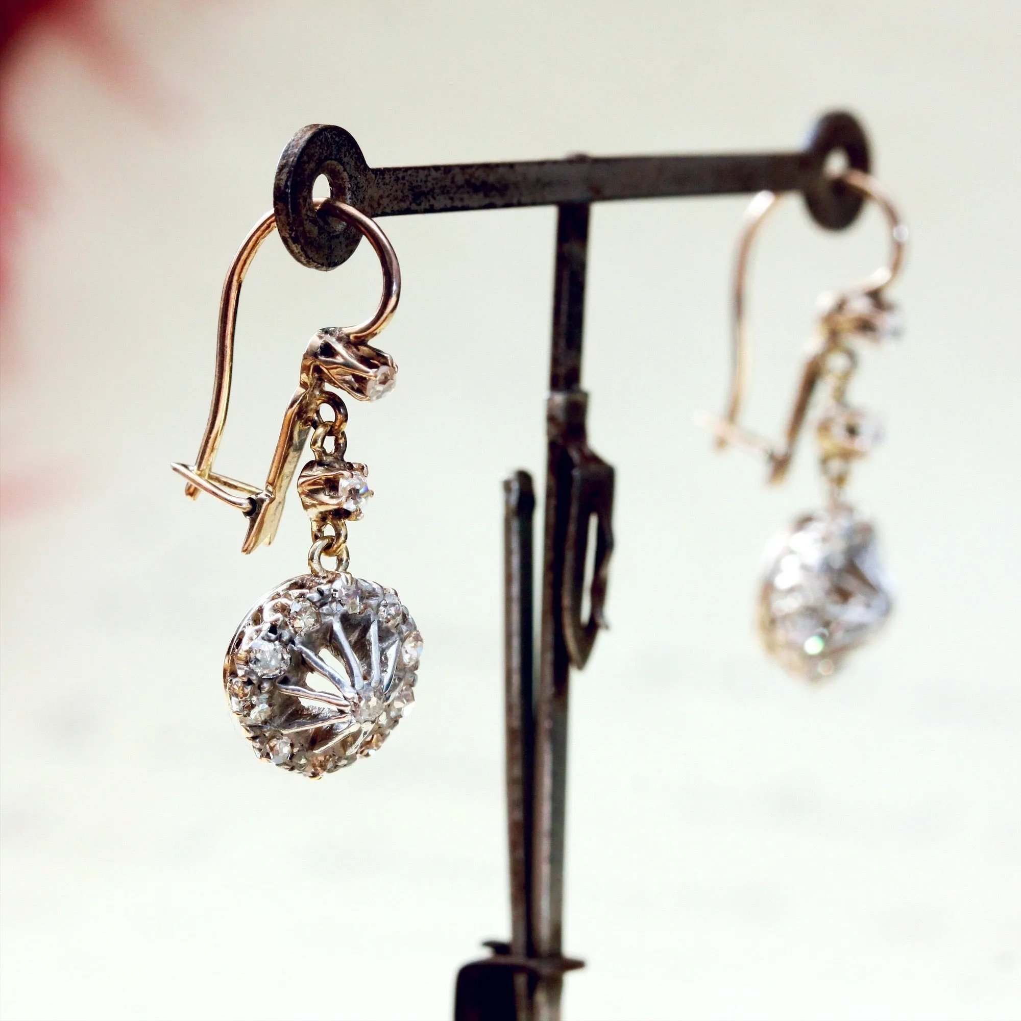 Mesmeric Antique Diamond Starburst Earrings