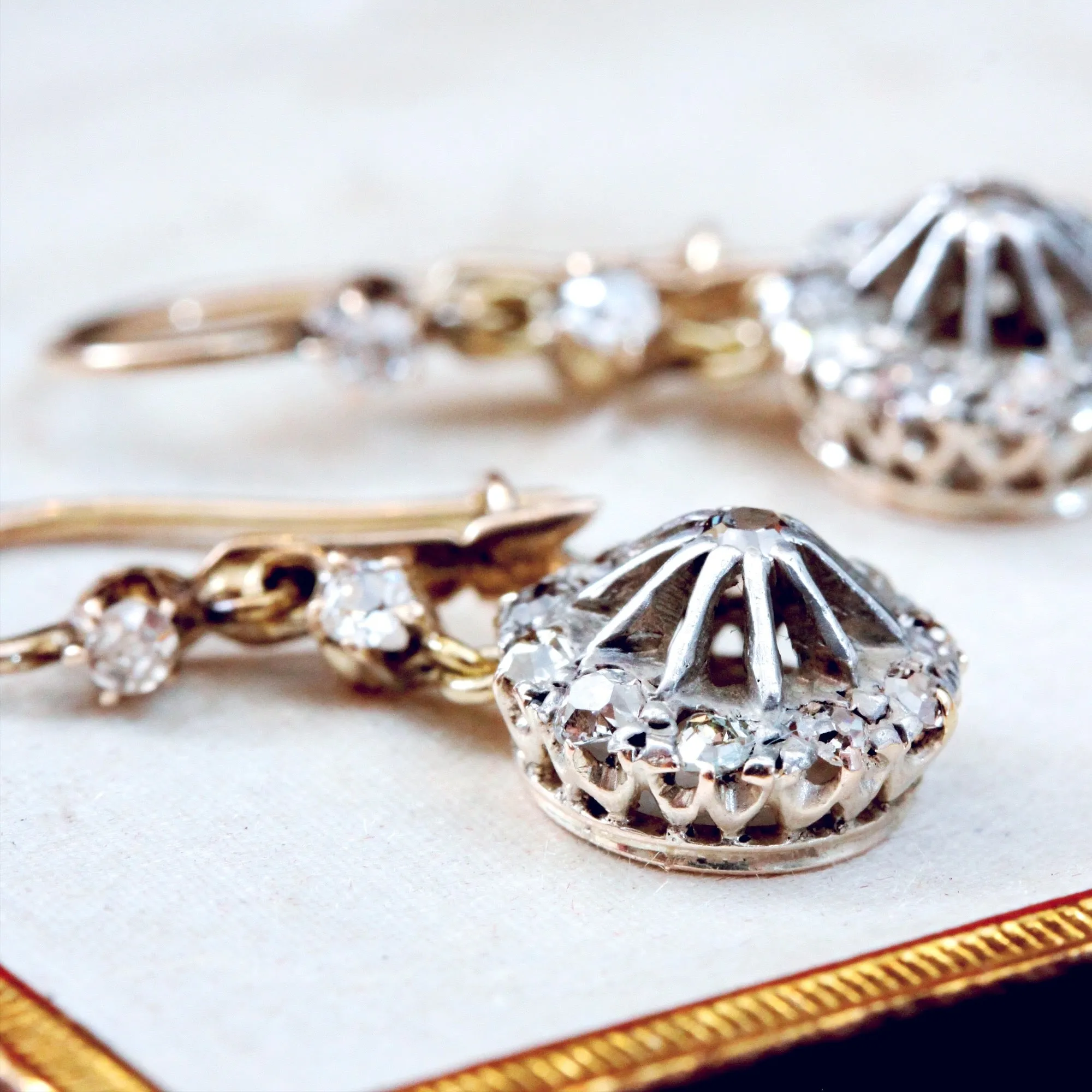 Mesmeric Antique Diamond Starburst Earrings