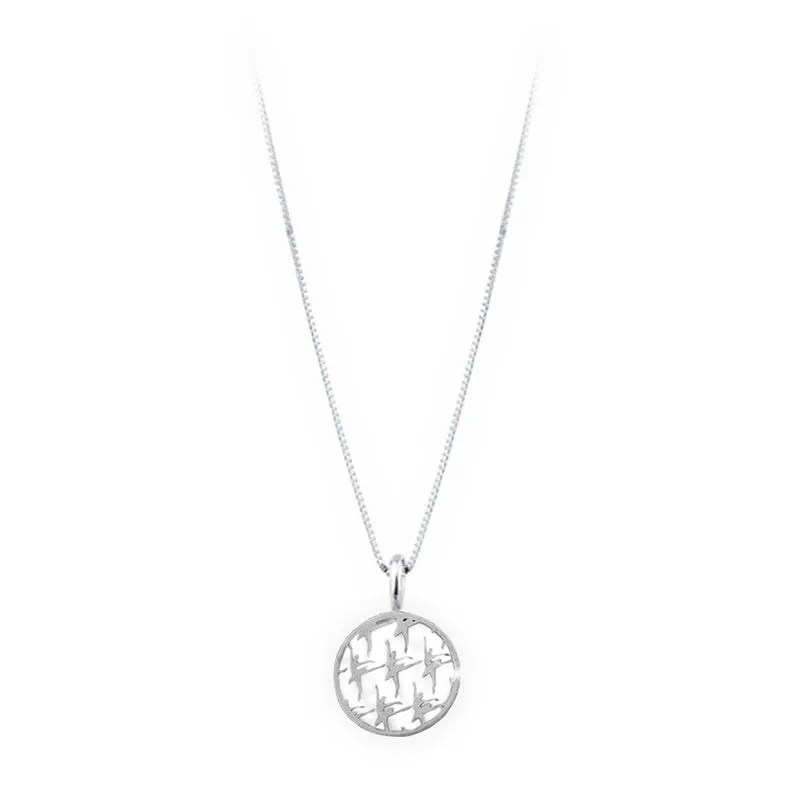 Mikelart Sterling Silver Necklace With Round Arabesque Pendant