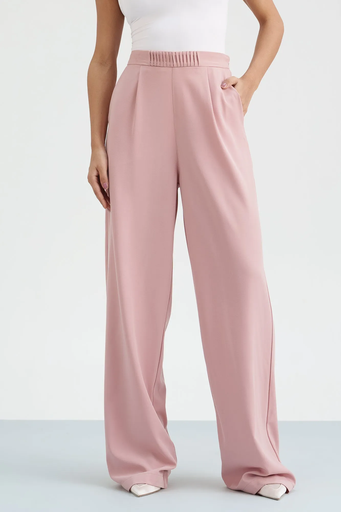 Pink Panther Pleated Waistband Korean Pants