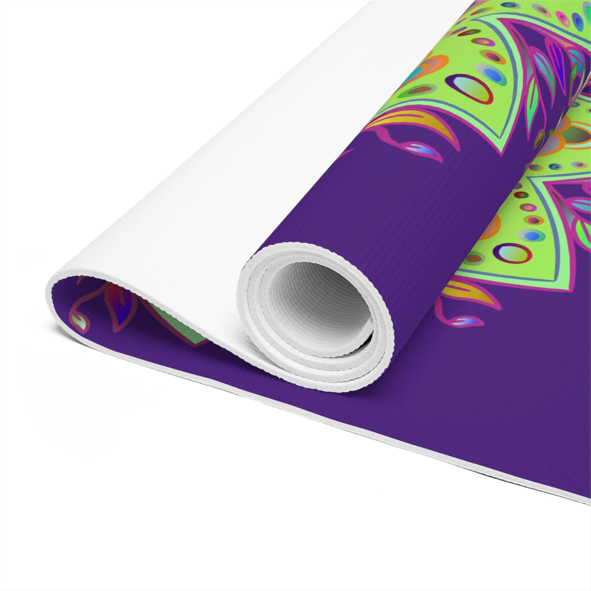 Purple Mandala Hand-Drawn Foam Yoga Mat - 24x72x0.25