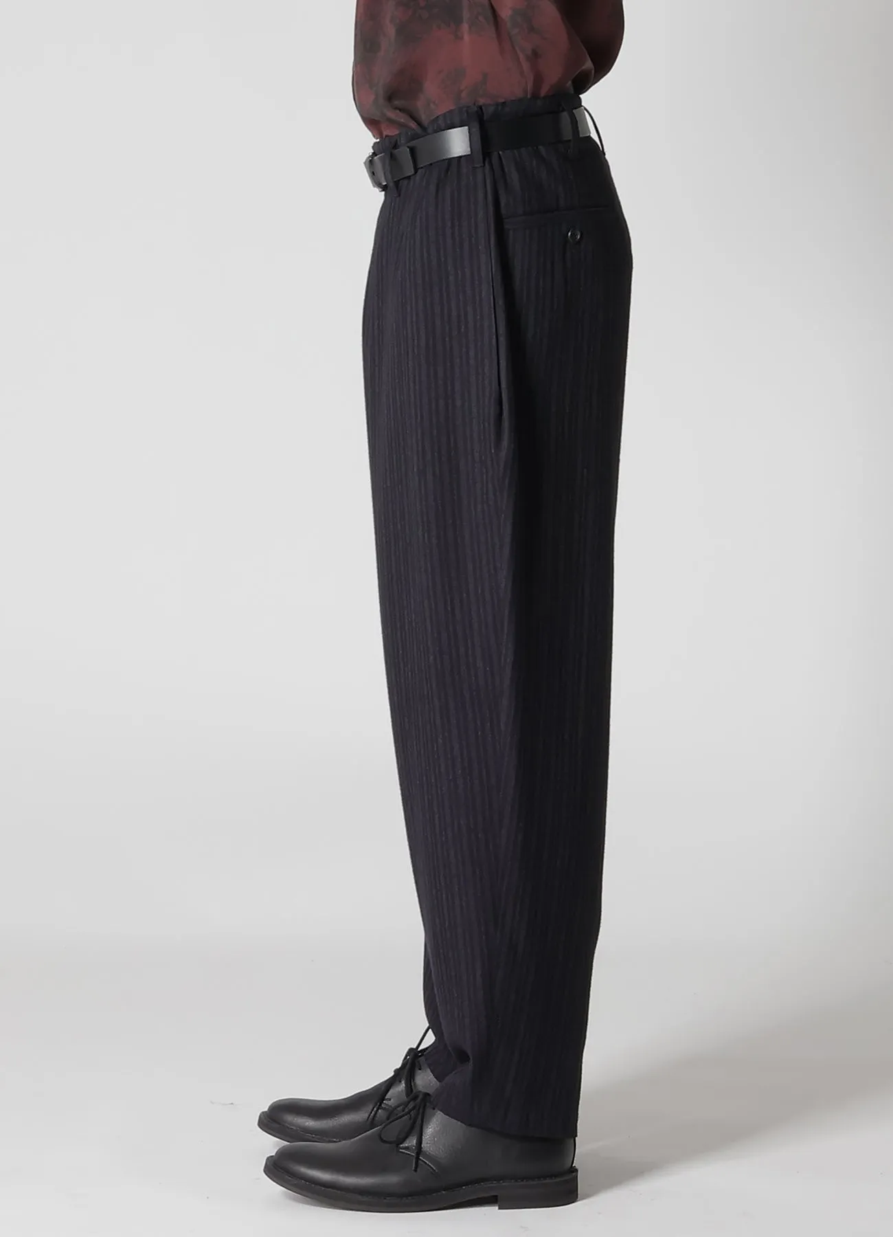 RAYON STRIPE PANTS WITH SIDE TUCK