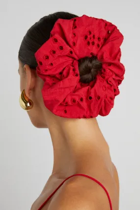 red broderie oversized scrunchie