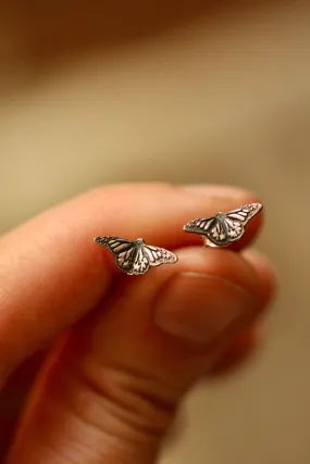 Silver monarch butterfly studs (PREORDER)