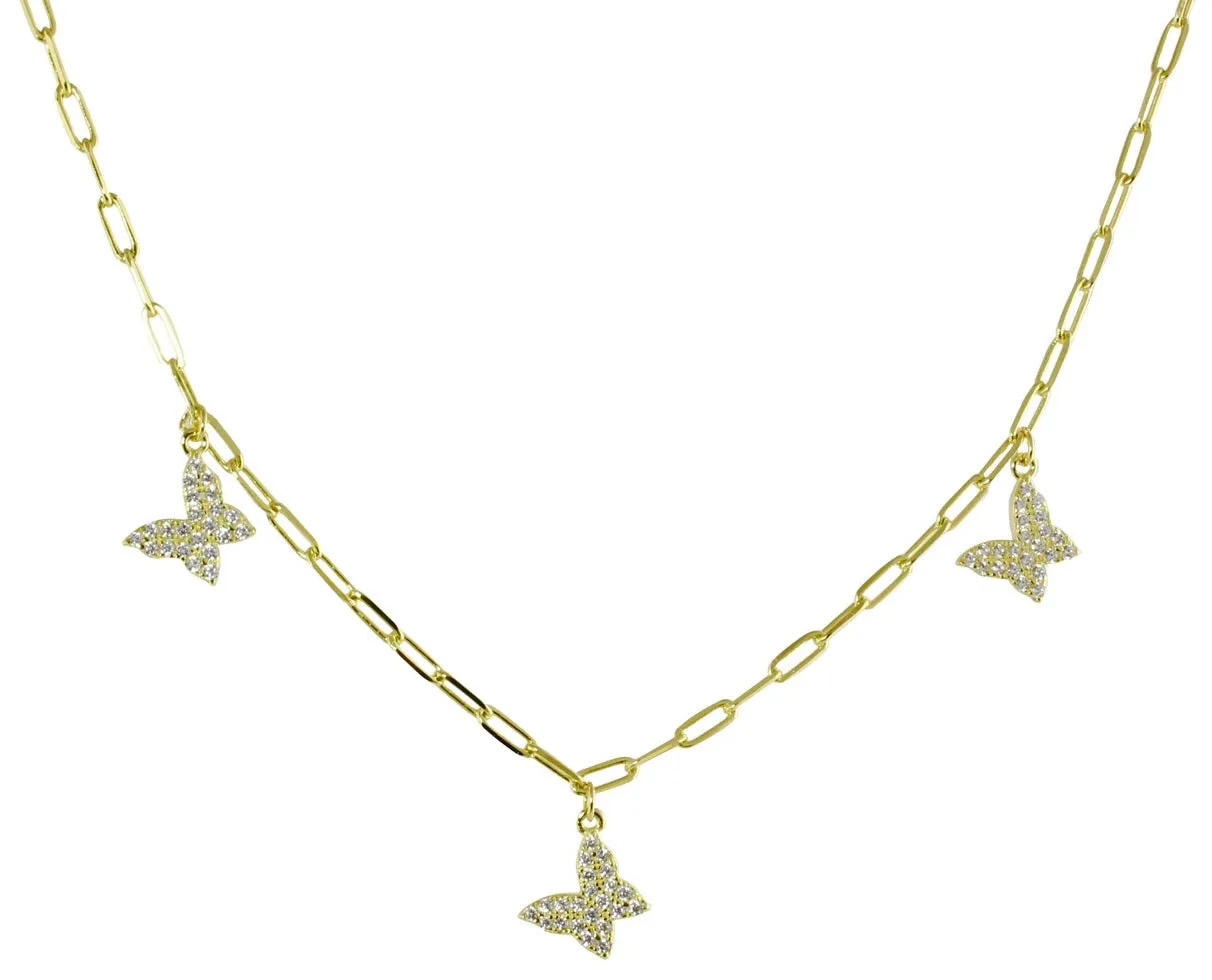 TRIPLE BUTTERFLY LINK NECKLACE