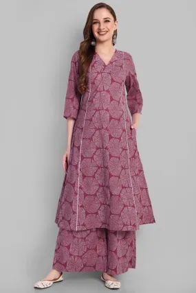 V Neck A Line Kurta and Pant - Set of 2