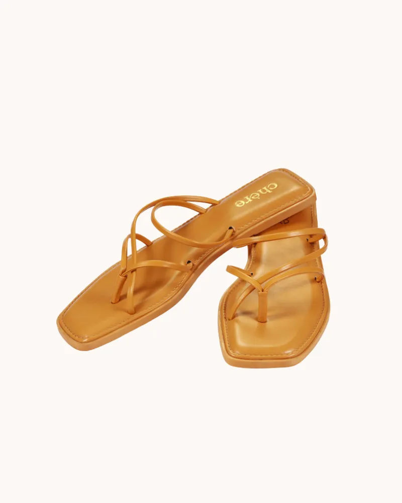 Yellow Uber Stylish Solid Strappy Open Toe Flats for Women